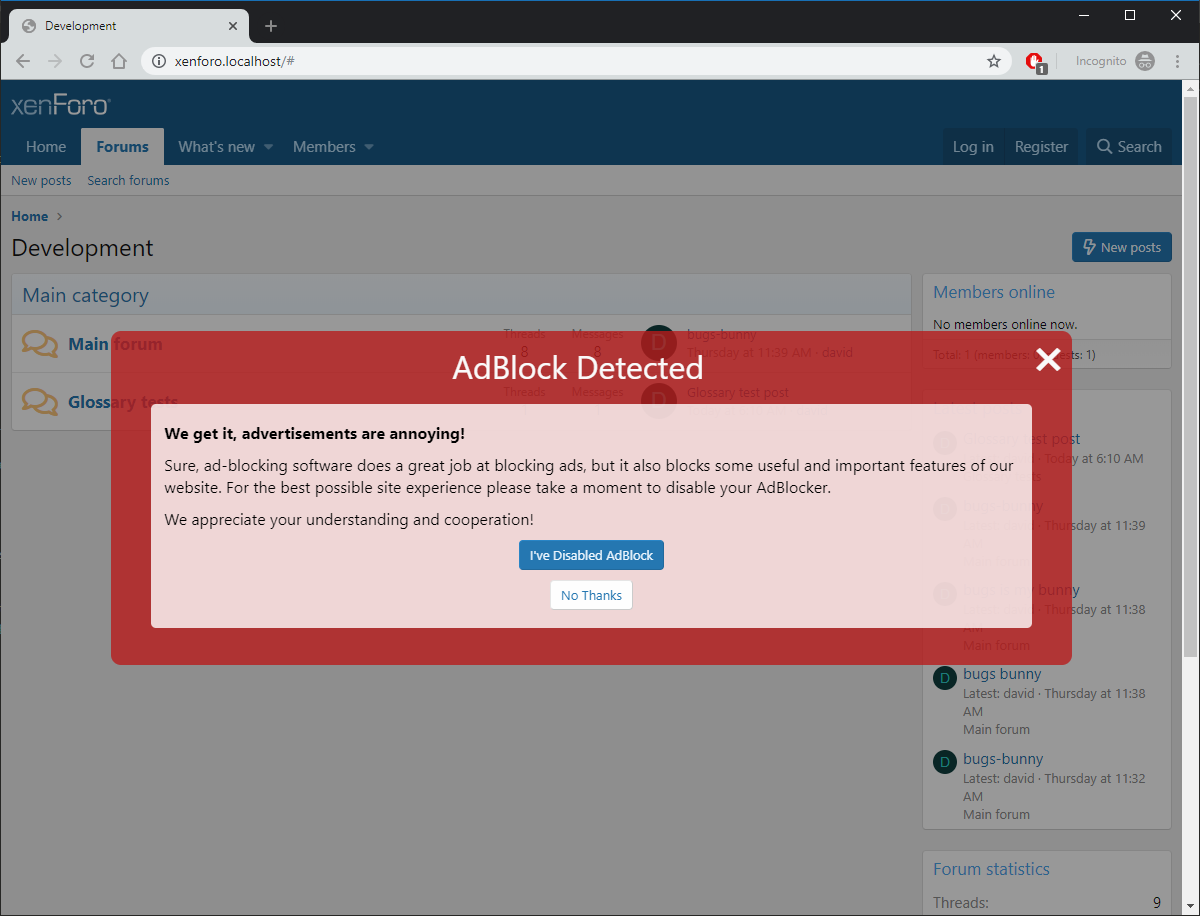 Adblock Addon Xenforo