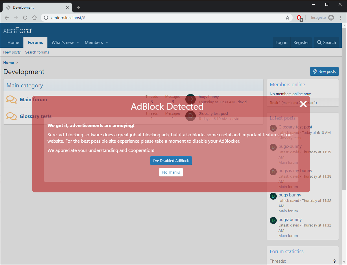 Adblock Addon Xenforo