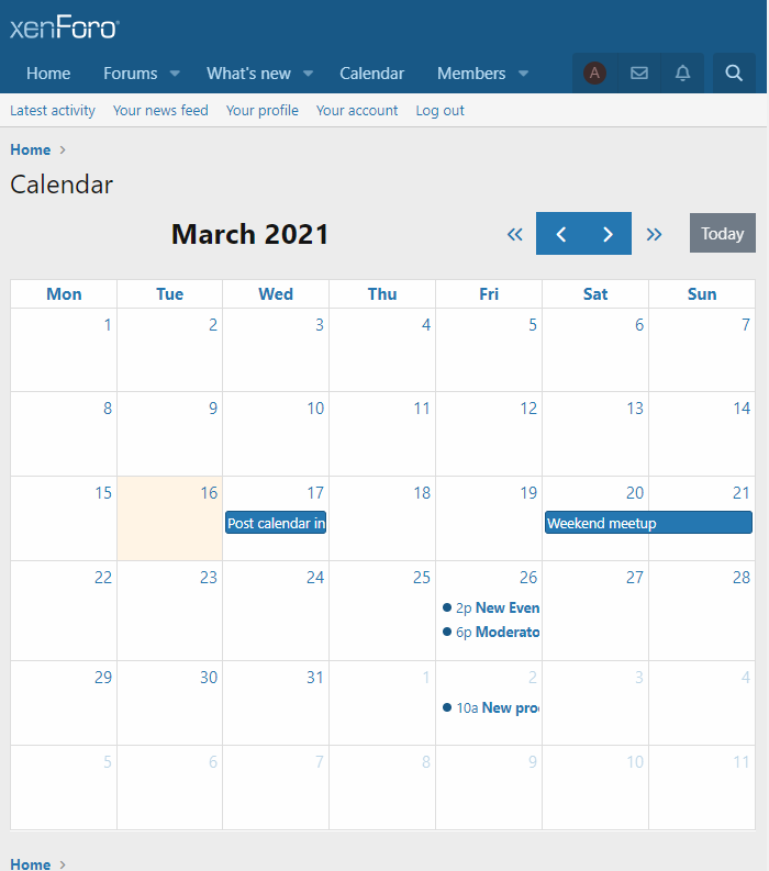 Google Calendar for XenForo