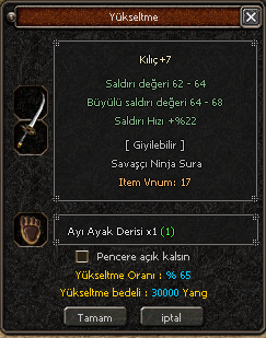 Artı basarken, eşya var yok sistemi metin2