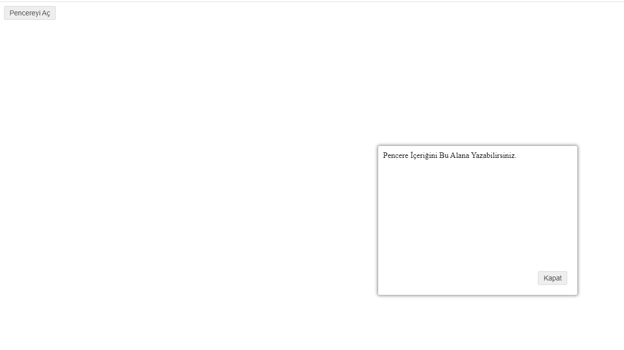 Javascriptsiz Açılır Pencere Kodu